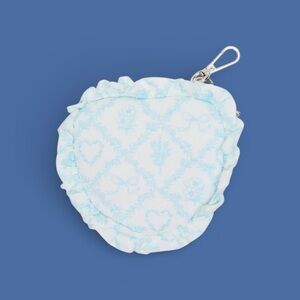 Madden girl Light Blue Floral Heart Pouch  Ruffle Coin Pouch/Bag Charm. NWT